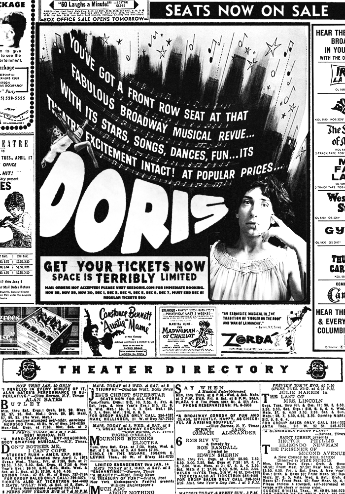 DORIS is an intimate, environmental performance created by Joan Nelson, with Andrew J. Mullins and Cory Savage. Presented in the basement at Theatre 154 ? Powered by Out of the Box Theatrics and Chash