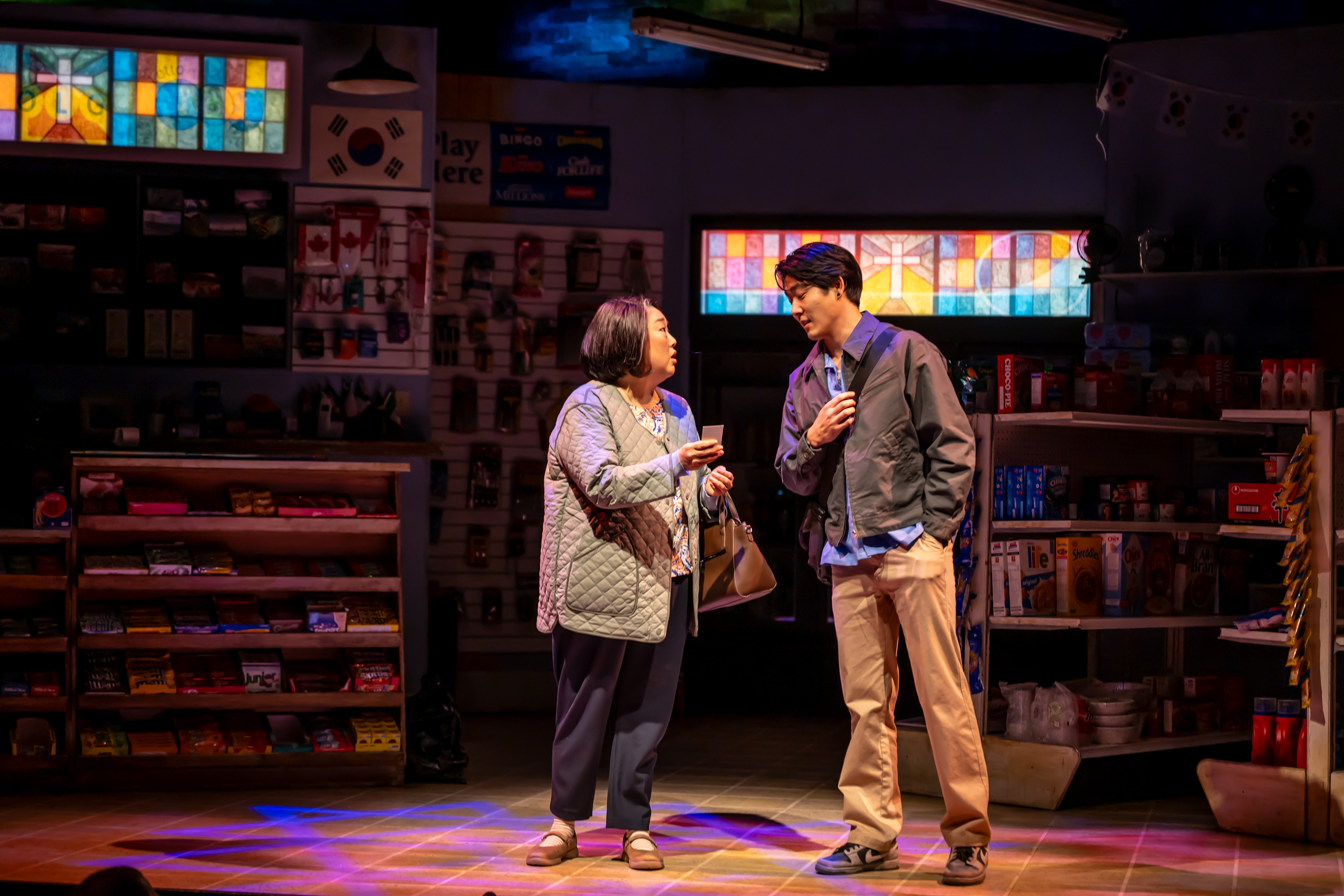 Esther Chung and Ryan Jinn in Kim?s Convenience (2025). A Soulpepper Production in association with American Conservatory Theater & Adam Blanshay Productions. Photo by Dahlia Katz