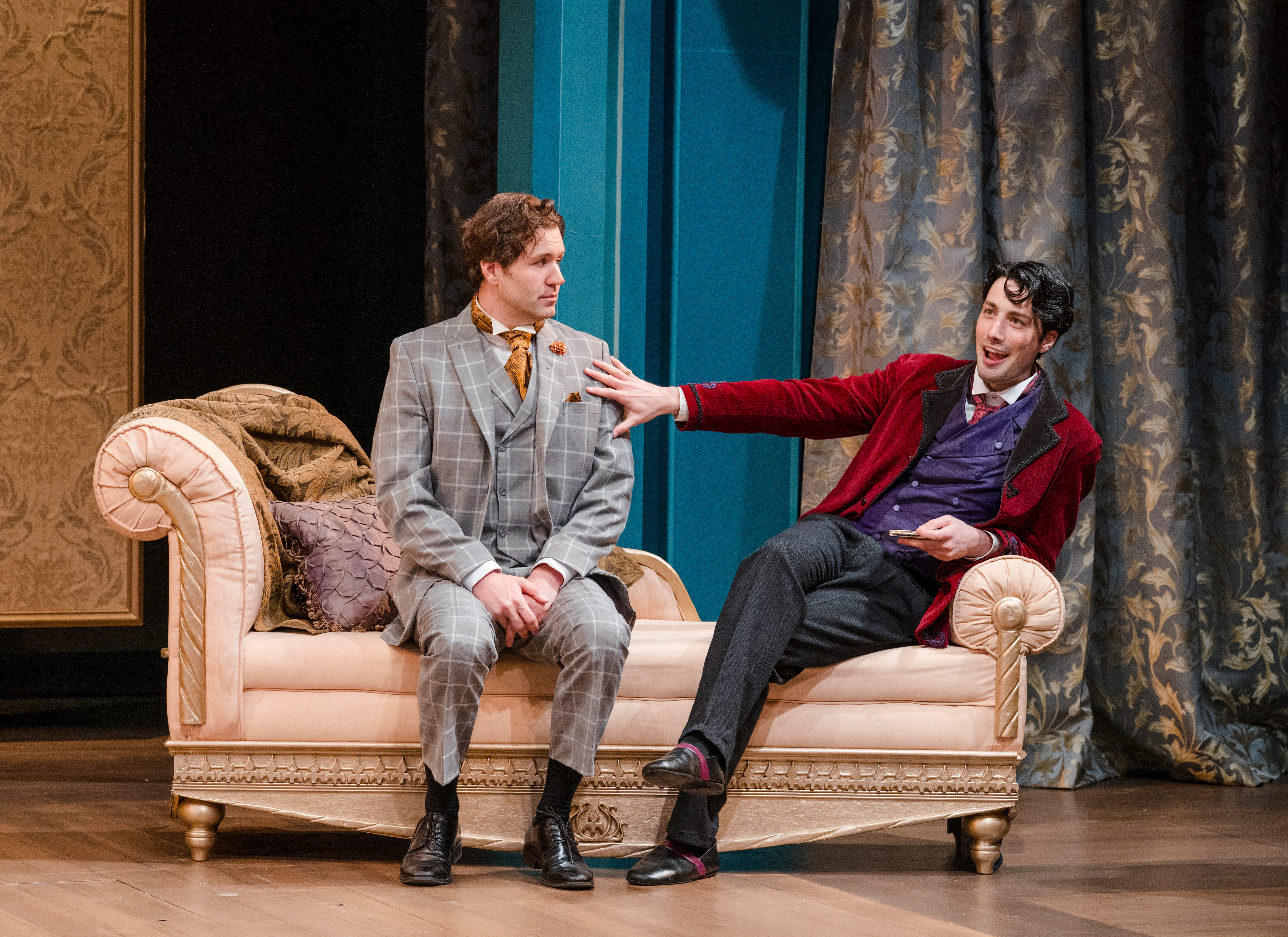 Tug Rice as John ?Jack? Worthing and Christian Frost as Algernon Moncrieff. Photo by Avery Brunkus. Tug Rice as John ?Jack? Worthing and Christian Frost as Algernon Moncrieff. Photo by Avery Brunkus.