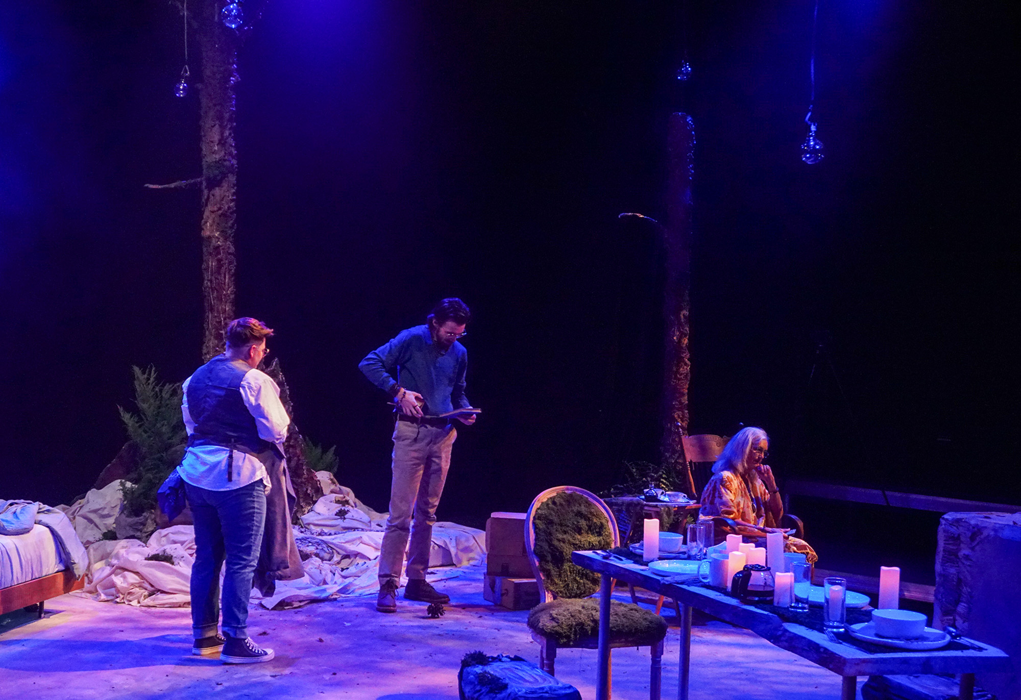 CB Feller, Jaden Petty, & Charlotte Norris in Sagittarius Ponderosa at Austin Rainbow Theatre closing November 1, 2025