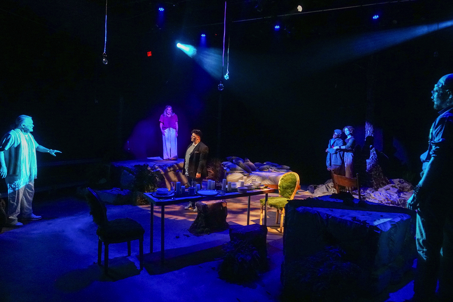 Cast of Sagittarius Ponderosa at Austin Rainbow Theatre closing November 1, 2025