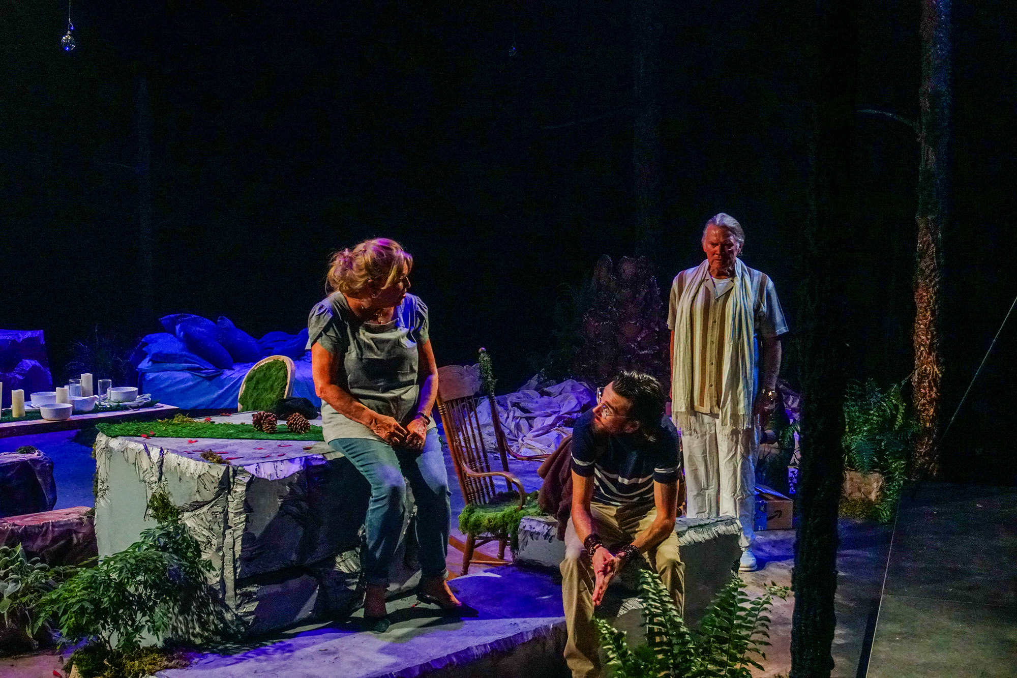 Christina Little-Manley, Ev Lunning, & Jaden Petty in Sagittarius Ponderosa at Austin Rainbow Theatre closing November 1, 2025