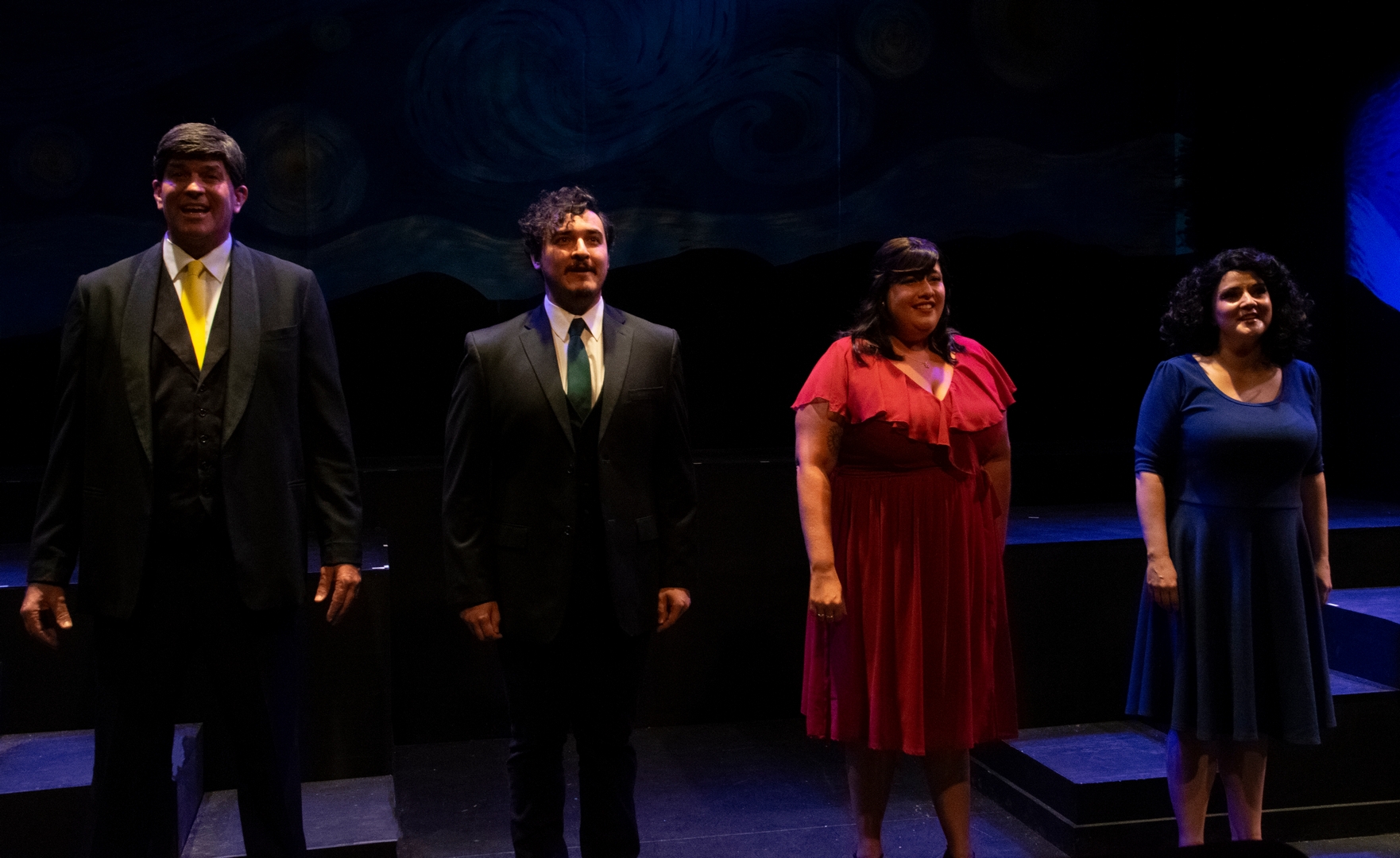 The cast of SONGS FOR A NEW WORLD (from left Dave Springer, Alexander Zickafoose, Madison Bradley, Michelle Anaya) (Photo by Diane Broda)