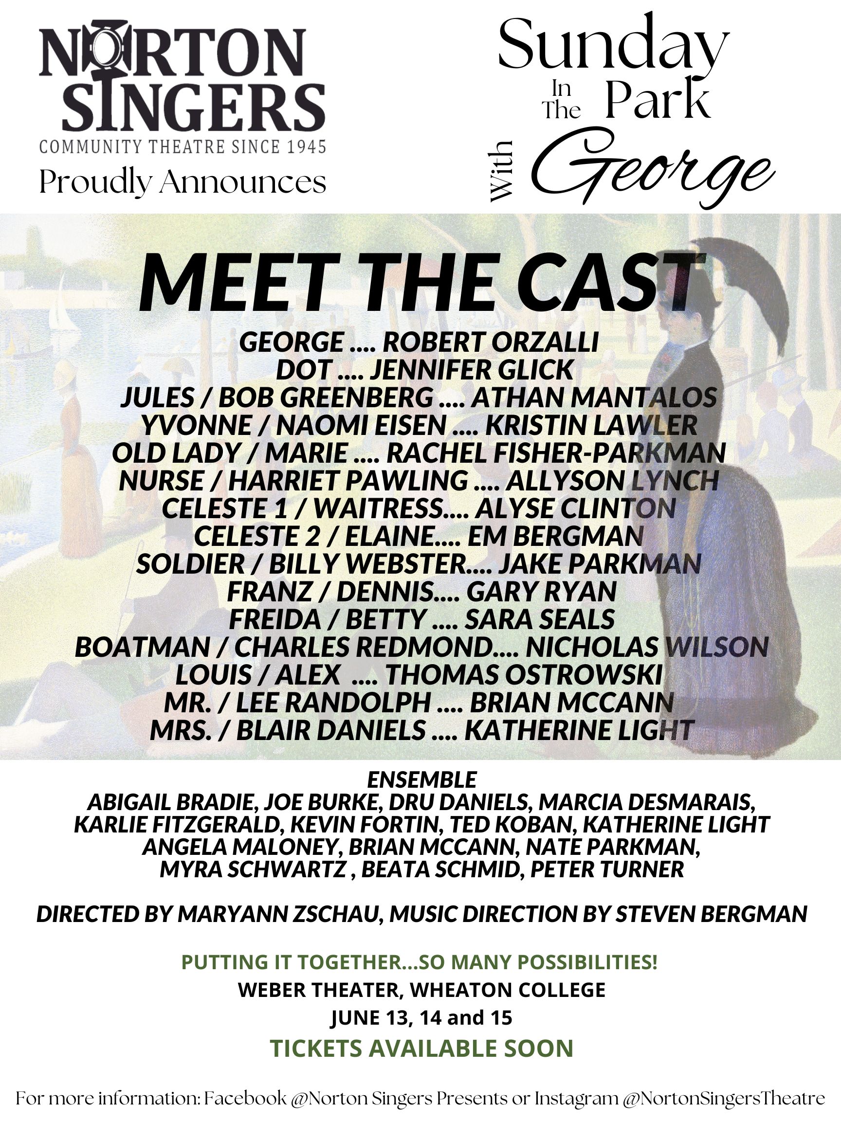Meet the talented cast of Sunday in the Park with George 