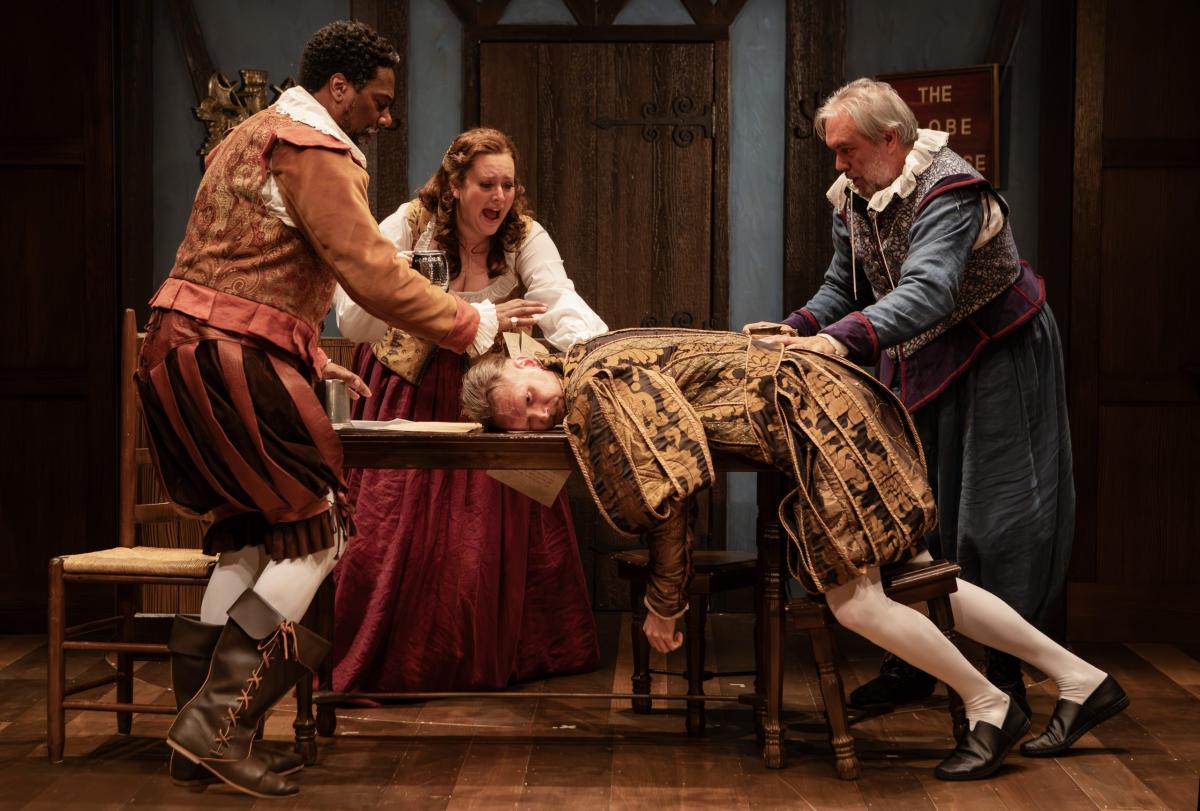 Reginald Andr Jackson, Melanie Godsey, Nik Doner, and Eric Jensen in The Book of Will at Taproot Theatre. Photo by John Ulman.