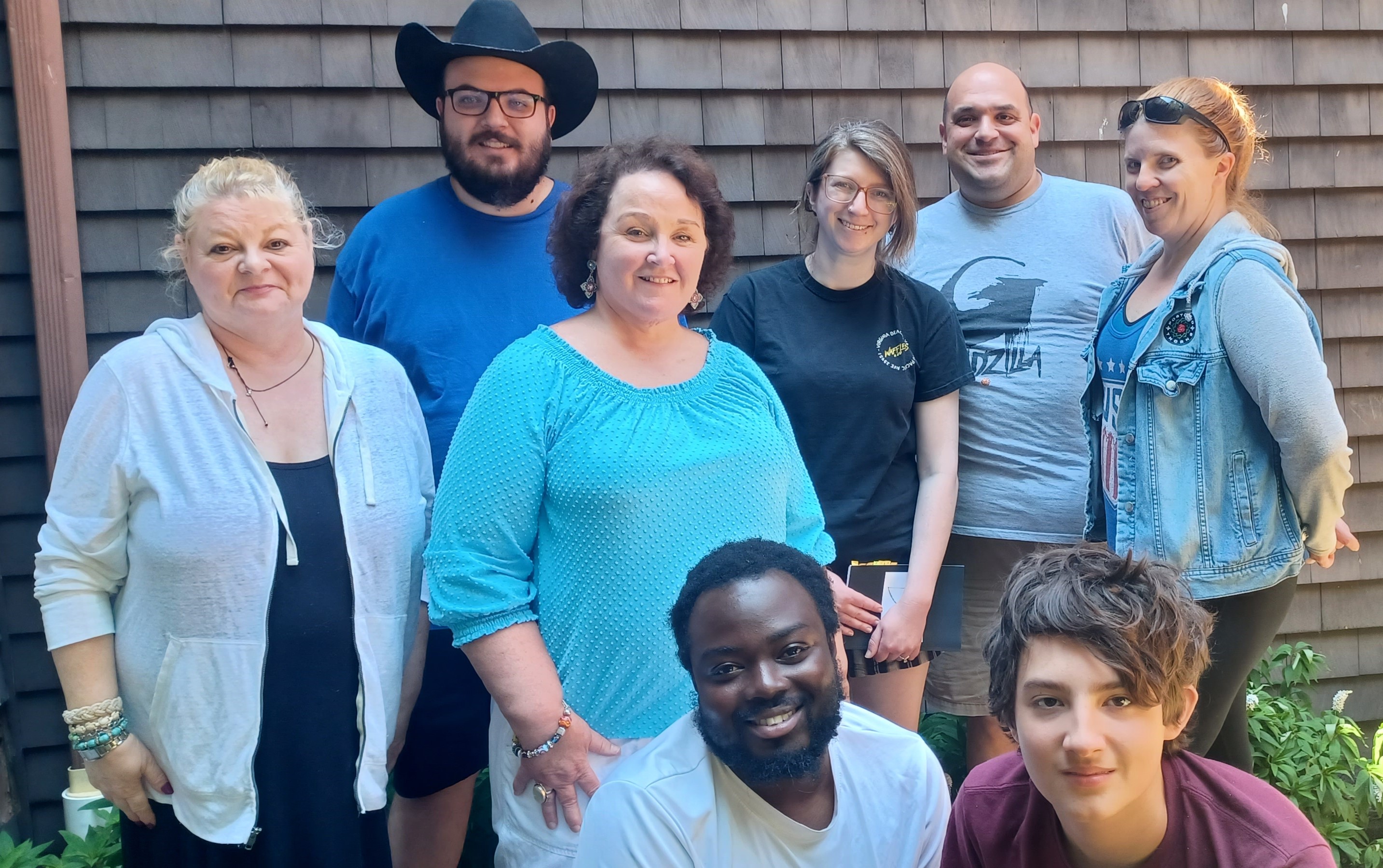 Some of the cast and the play''s director. Some of the cast and the play''s director.