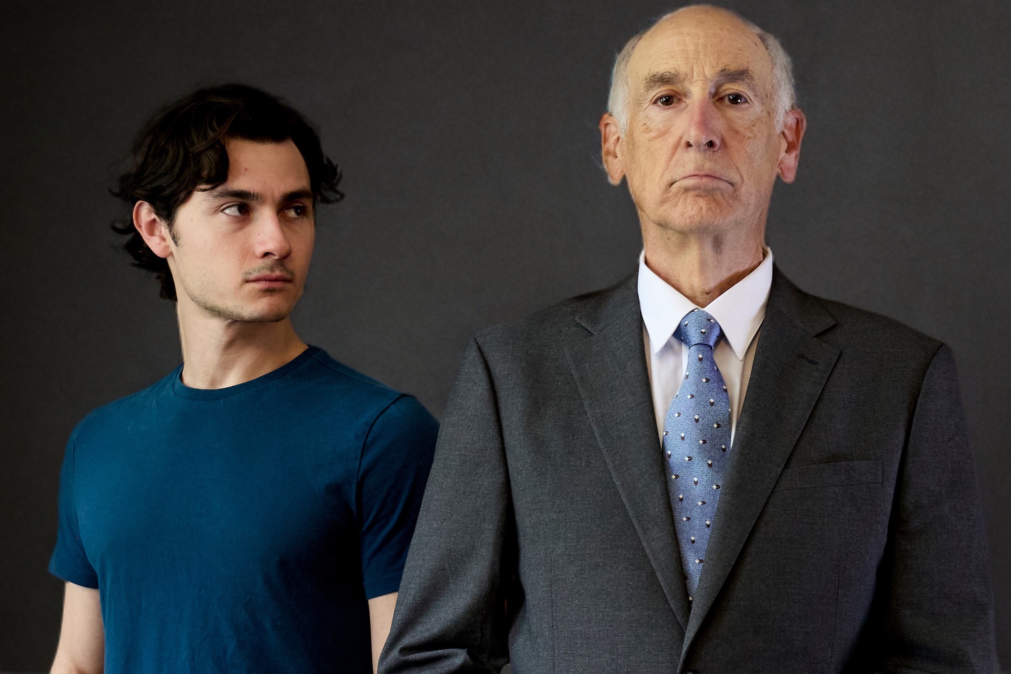 From left: Noah Mutterperl as Yigal Amir; Mitch Greenberg as Yitzhak Rabin. Photo by Peggy Ryan From left: Noah Mutterperl as Yigal Amir; Mitch Greenberg as Yitzhak Rabin. Photo by Peggy Ryan