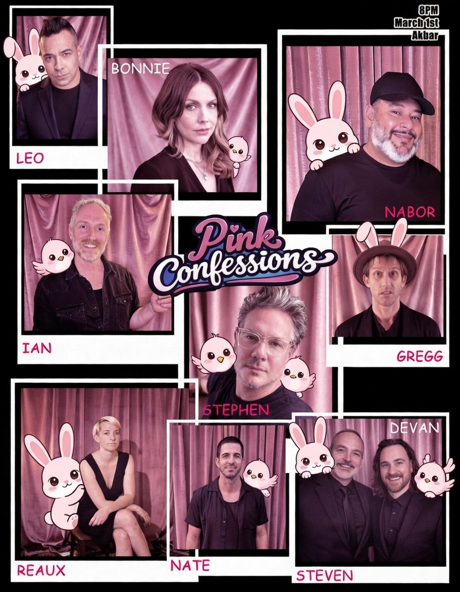 Our fabulous cast:  Cast:  Nabor Arias  Stephen Bowman  Reaux Flagg  Ian MacKinnon  Devan McGrath  Nate Norrington-Herr  Leopold Nunan  Bonnie Root  Steven Schweickart  Gregg Strouse