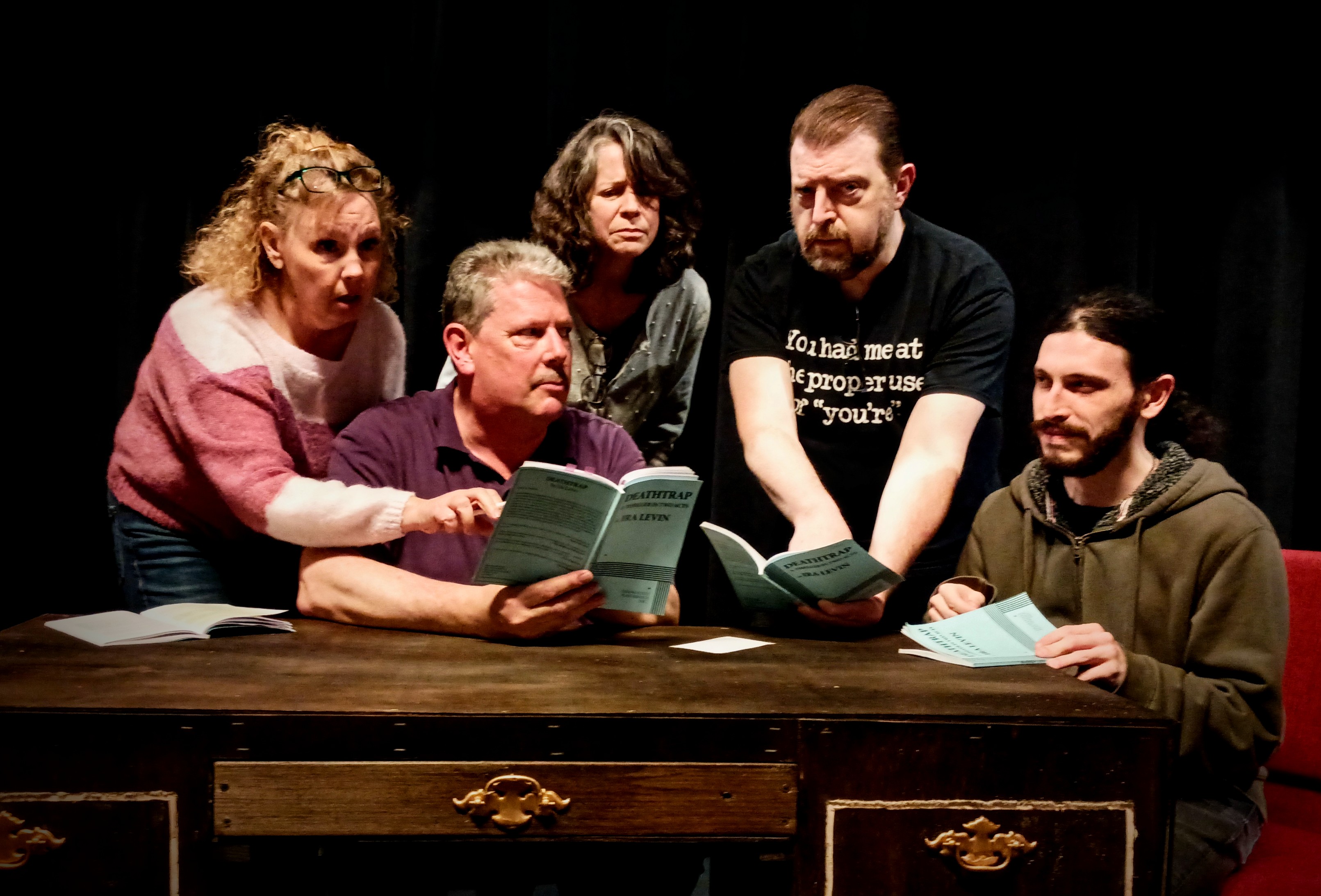 Five actors explore a ?show to die for? at the Francis Marion Brown Theater as The Oswego Players proudly presents Ira Levin?s comic-thriller, ?Deathtrap? weekends May 10-19, 2024. This rogues? acting