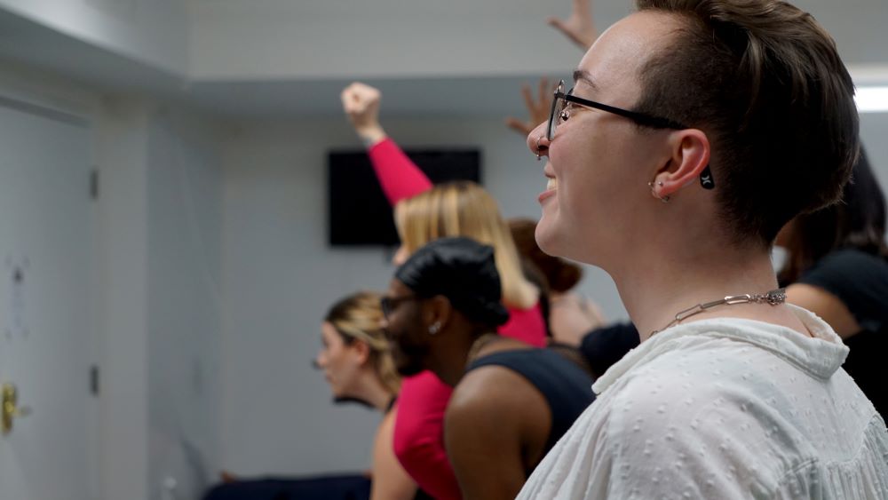 Rehearsal Photo of Mary Kate Barnett as The Emcee