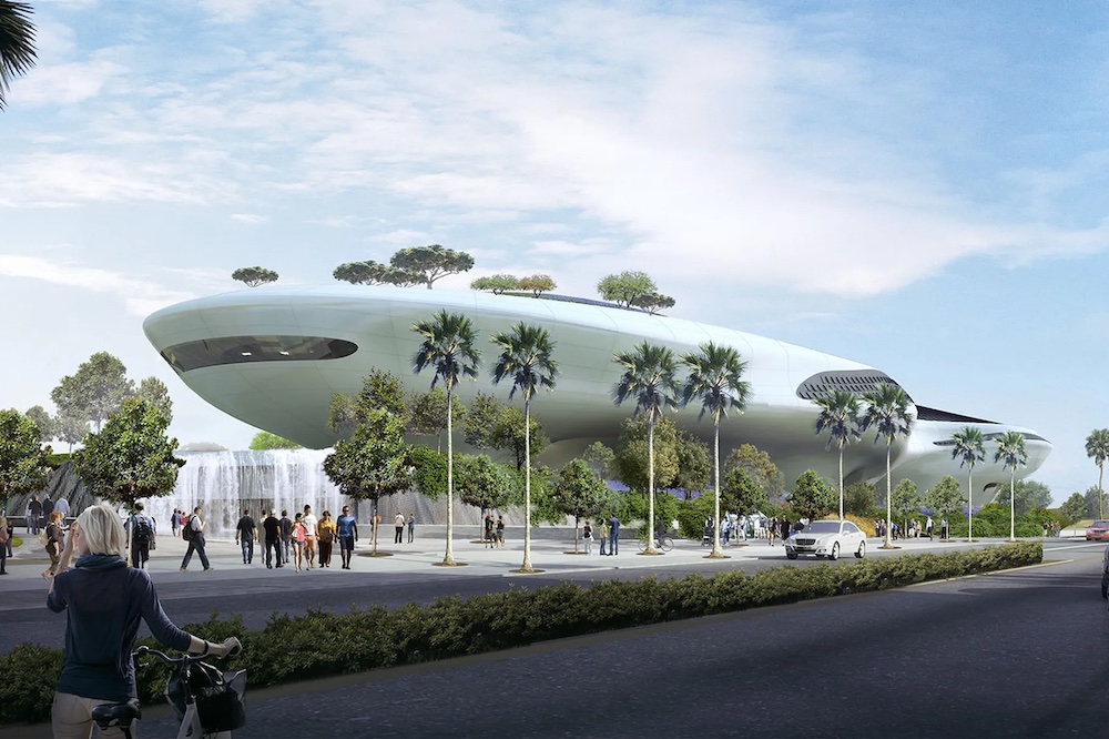 A Museum Suitable For Storytelling: Here is a street level view illustration of the new Lucas Museum of Narrative Art at Exposition Park in Los Angeles. It is scheduled for opening in 2025.