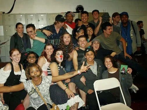 The Wolf Pack: Darryl Maximilian Robinson takes a final night photo with the talented young actors who were the cast of Creative Director John Murdys The Wolfman: The Curse of Talbot Hall.