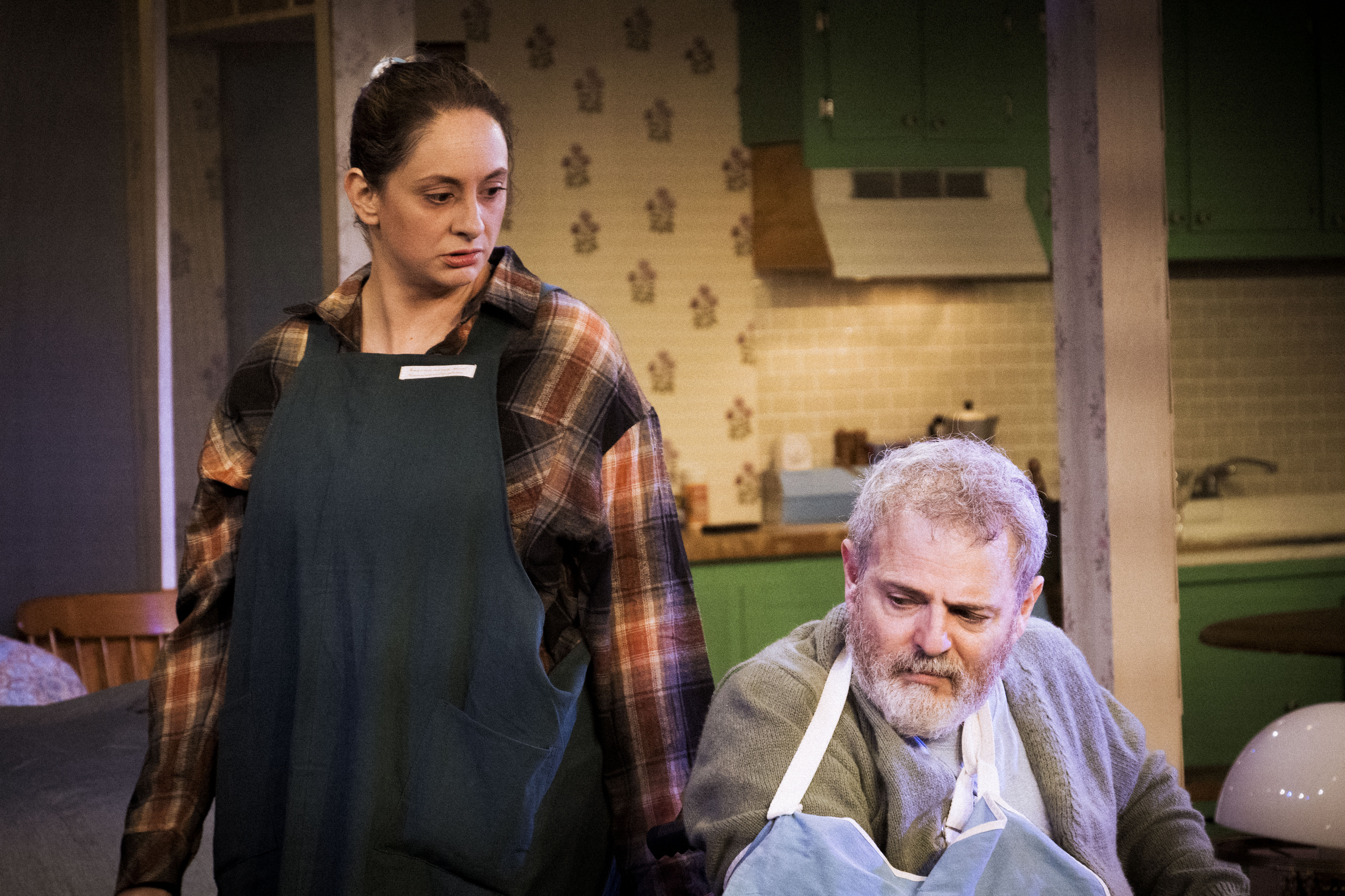 Jenny Maso and Jonathan Rudolph in rehearsal for MISERY at Curtain Call.