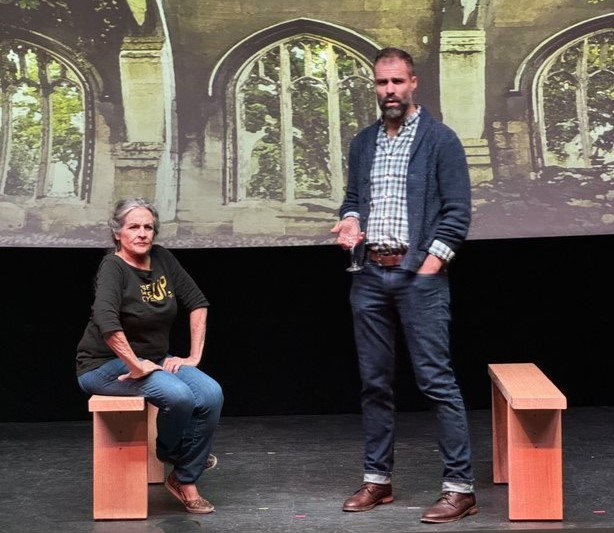 Terry Sidell as Liz Barnard and Seth McNeill as Don Walker in the Bridge Street Theatre production of SYMPATHETIC MAGIC by Lanford Wilson