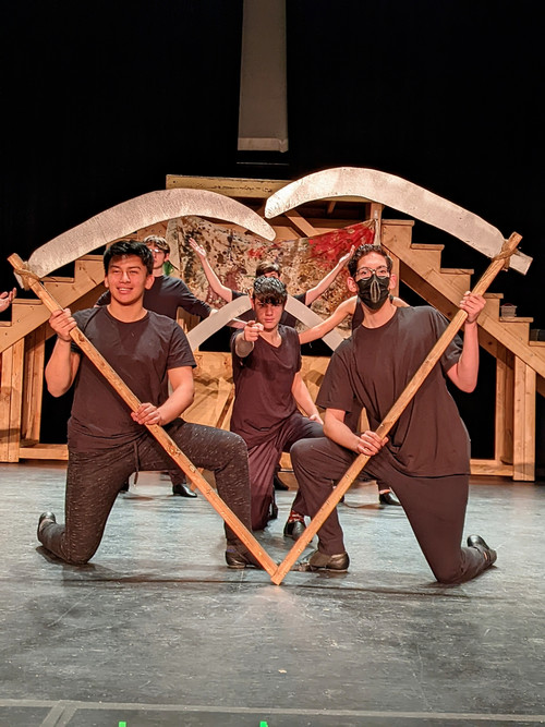 Everyone's heart is a flutter for Shakespeare (Caleb Baer) in Will Power. In rehearsal at The Maryland Theatre. Photo: Nicole Ruark 4