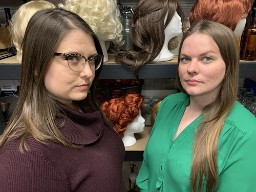 The dynamic duo of Miss Holmes revealed -- women of mystery no longer! Pictured left to right: Maggie Wachtl who portrays as Dr. Dorothy Watson; and Phoebe Sanborn as the daring detective Miss Sherlock Holmes. 1