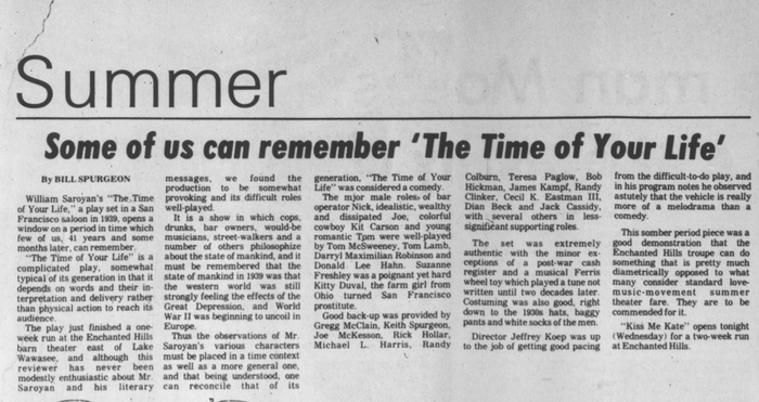 Yes, He Was Mrs. Hooks Little Baby Boy: Darryl Maximilian Robinson, winner of the 1981 Fort Wayne News-Sentinel Reviewers Recognition Award as Outstanding Thespian of The Season, played Captain Hook! 36