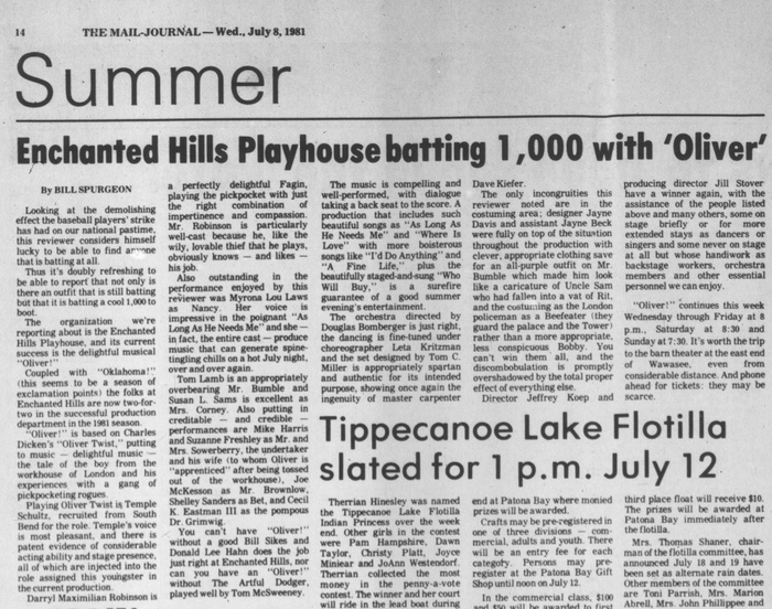 Yes, He Was Mrs. Hooks Little Baby Boy: Darryl Maximilian Robinson, winner of the 1981 Fort Wayne News-Sentinel Reviewers Recognition Award as Outstanding Thespian of The Season, played Captain Hook! 23