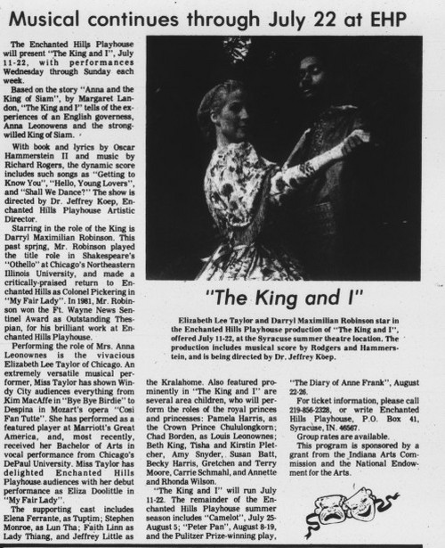 PART ONE OF DARRYL MAXIMILIAN ROBINSON'S SUMMER STOCK ACTING AWARD!: Chicago-born and stage-trained actor and play play director is featured in an interview on the occasion of receiving the 1981 Fort Wayne News-Sentinel Reviewer's Recognition Award for his performances in professional summer stock at The Enchanted Hills Playhouse of Syracuse, Indiana. 7