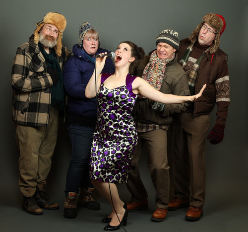 Photo by Craig Mitchelldyer. Pictured from left: Kevin-Michael Moore, Elizabeth Young, Clara-Liis Hillier, Peter Liptak, and Matthew H. Curl. 1