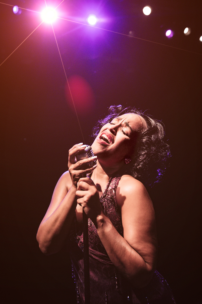 Charnell Williams (Felicia) breaks up an argument between her brother played by Chaz Cunningham (left) and Huey, the man she loves, played by Dan Clair (right) in Memphis the Musical opening September 3