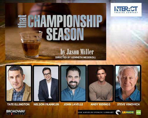 Tate Ellington, Nelson Franklin, John Lavelle, Andy Ridings, and Steve Vinovich star in Jason Miller's Tony Award® winning drama, THAT CHAMPIONSHIP SEASON. One performance only, April 9, 2022, at 1:30 PM PT, exclusively on BroadwayOnDemand.com. 1