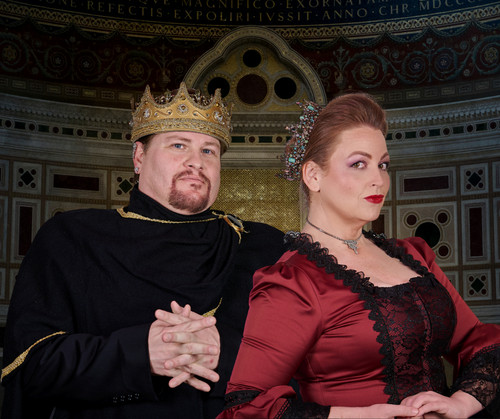 Matt Harris plays King Sextimus the Silent, and Andrea Hough portrays Queen Aggravain in Desert Stages Theatre's Mainstage production of ONCE UPON A MATTRESS, June 3 - 12, 2022. 1