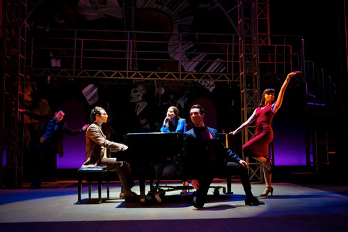 L-R: William Porter, Max Pinson (as Kurt Weill), Victoria Mesa, Ashton Lambert, and Kate Maniuszko in the Otterbein Departments of Theatre & Dance and Music production of “Into a Lamplit Room: the Songs of Kurt Weill.”
Photo By: Mark Mineart
1