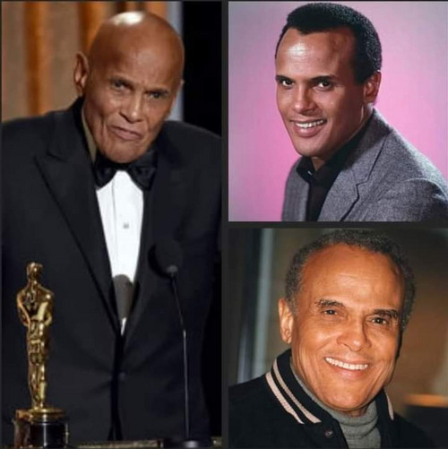 AMERICA'S FIRST AFRICAN-AMERICAN MALE PERFORMER TO WIN THE EMMY!: Here is the legendary star Harry Belafonte with his 1960 Emmy Award as Outstanding Performer for his 1959 television music special 