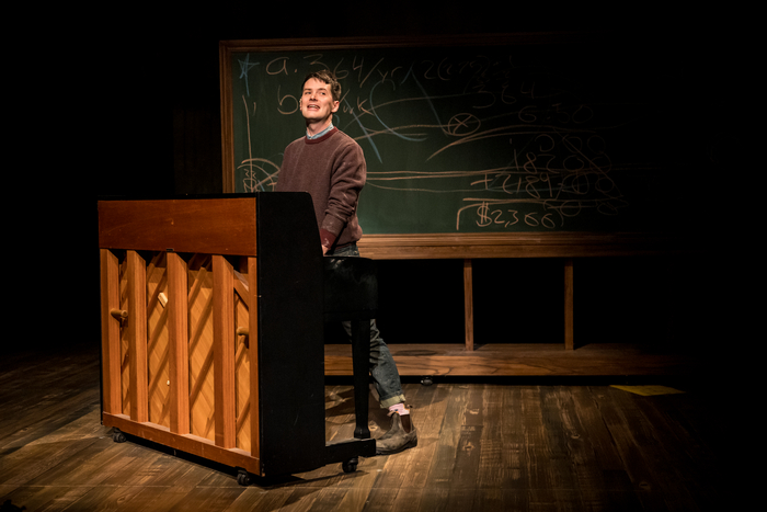 Writer-performer Milo Cramer in SCHOOL PICTURES at Theater Latt Da, running Feb 5 - Mar 2, 2025. Photo: Dan Norman. 9