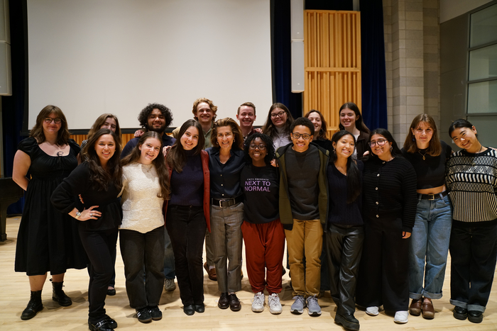 Jeanine Tesori (BC ''83) assisting music rehearsal for Come to The Fun Home 2