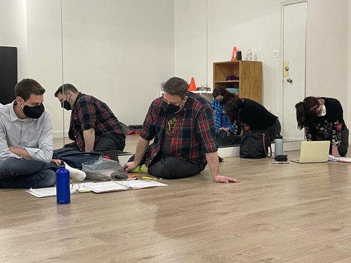 Actors Mike Buchanan, Sydney Maloney, Jonathan Baum, Tara Kennedy and Greg Ryerson attending the first rehearsal for The Good Guys. 2