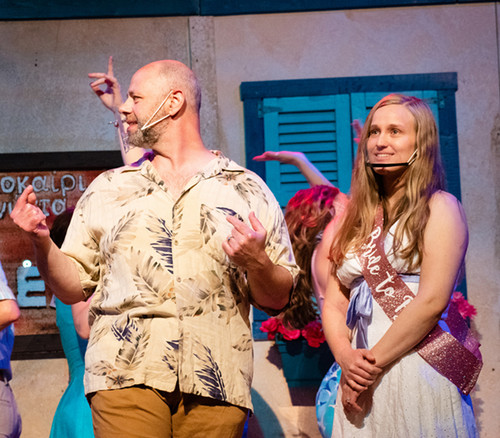 Michael DeVito, left, and Maria Meier, right, perform in a dress rehearsal of Opera House Players' production of 