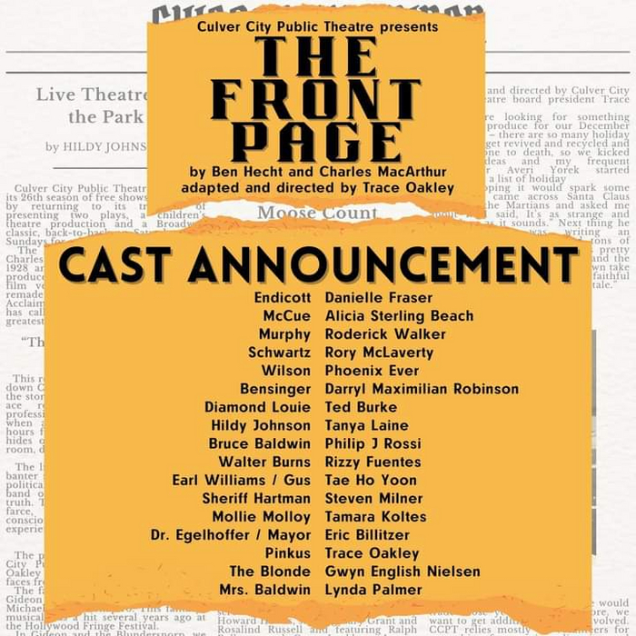 A Member of The Press Poet Society: Rizzy Fuentes as Walter Burns and Darryl Maximilian Robinson as Roy V. Bensinger in The CCPT revival of The Front Page. 24