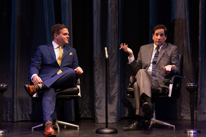 L-R Kevin Wheatley (Jack Paar) and Nick Strauss (Bob Sarnoff) in Le Petit Theatre''s production of Good Night, Oscar. Photo by Brittney Werner. 8