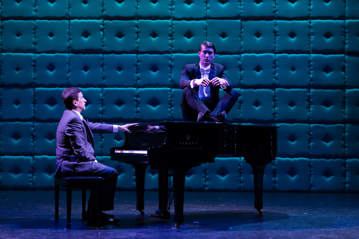 L-R Kevin Wheatley (Jack Paar) and Nick Strauss (Bob Sarnoff) in Le Petit Theatre''s production of Good Night, Oscar. Photo by Brittney Werner. 10