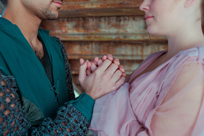 Nyah Alder (Juliet) and Faraz Mobli (Romeo) in Texas State University''s Romeo & Juliet. 2