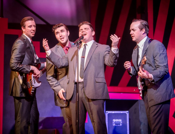 Ben Arrington as Nick Massi, Keon Dalziel as Tommy DeVito, Tony Heffner as Frankie Valli and Stuart Daniel as Nick DeVito 1