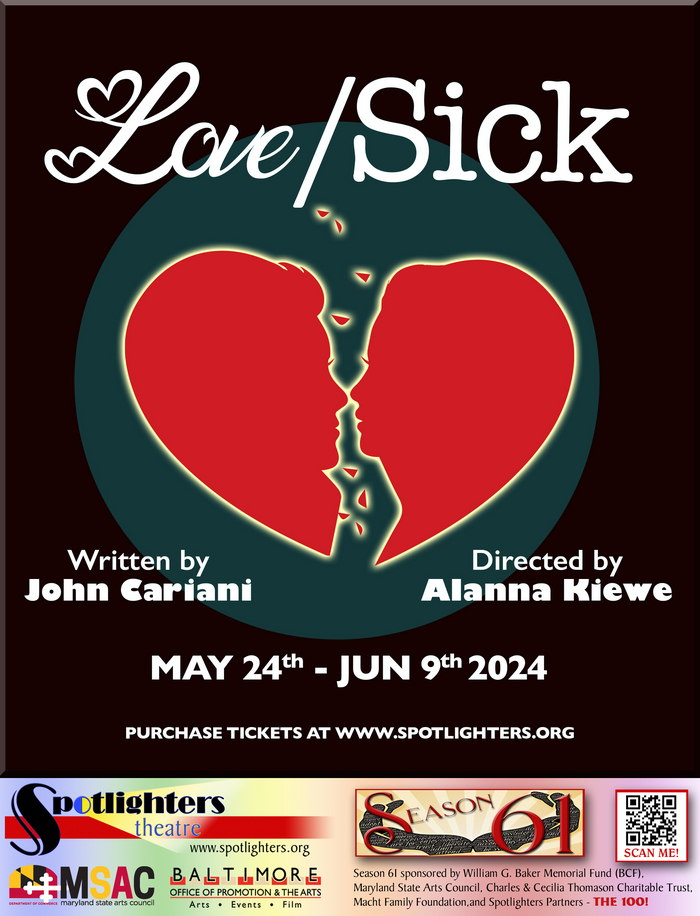 THE STORY: A darker cousin to Almost, Maine, John Cariani?s LOVE/SICK is a collection of eleven slightly twisted and completely hilarious short plays. Set on a Friday night in an alternate suburban r 2