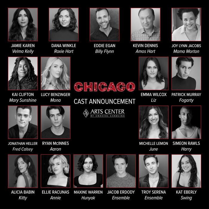 The Cast of the Arts Center of Coastal Carolina''s Chicago June 26 - August 18, 2024 Directed by: Russell Garrett www.artshhi.com 1