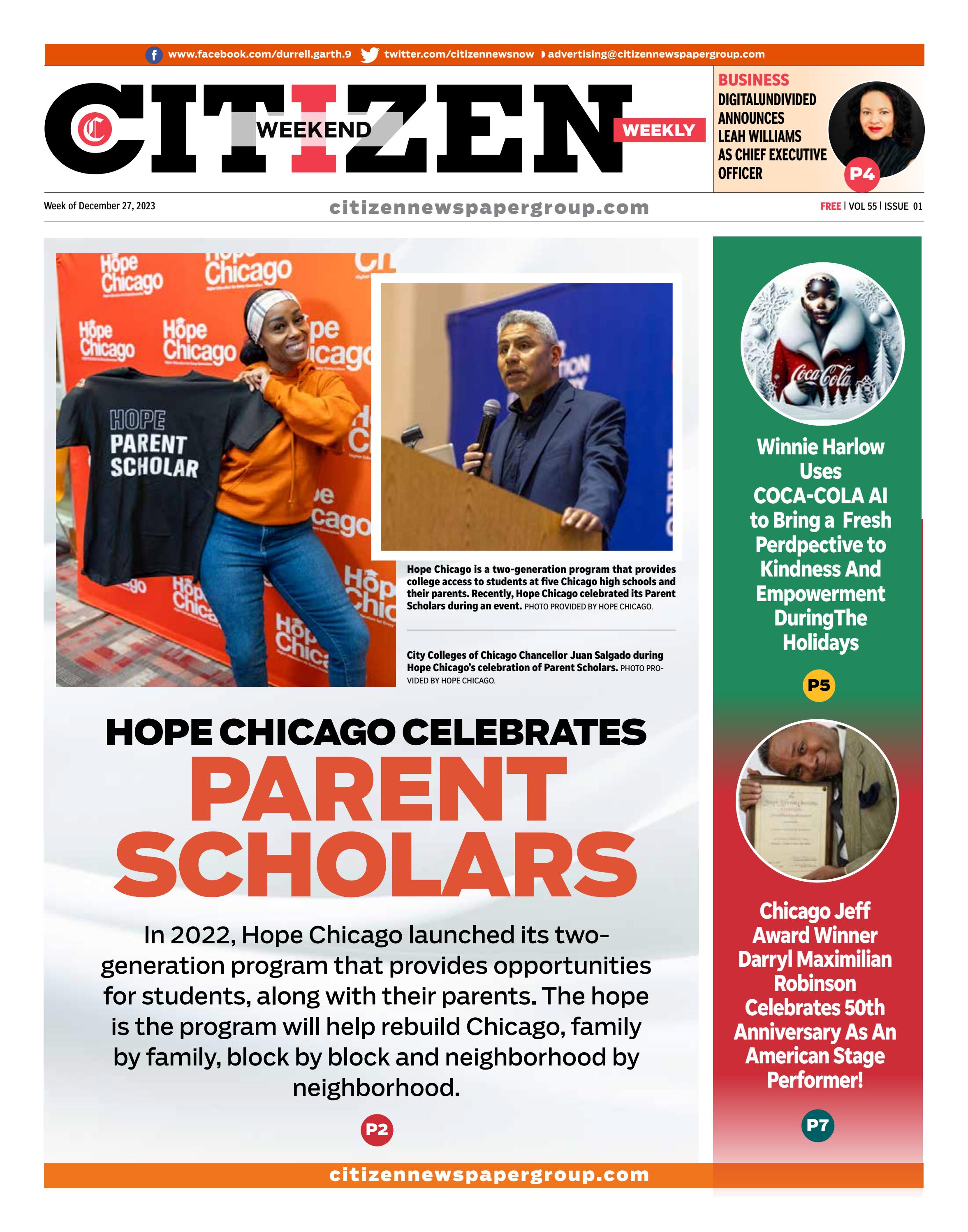 Local Recognition: Darryl Maximilian Robinson appears on the cover page of the 12-27-2023 Chicago Weekend Citizen Newspaper in a story about his 50th Anniversary as an American Stage Performer.