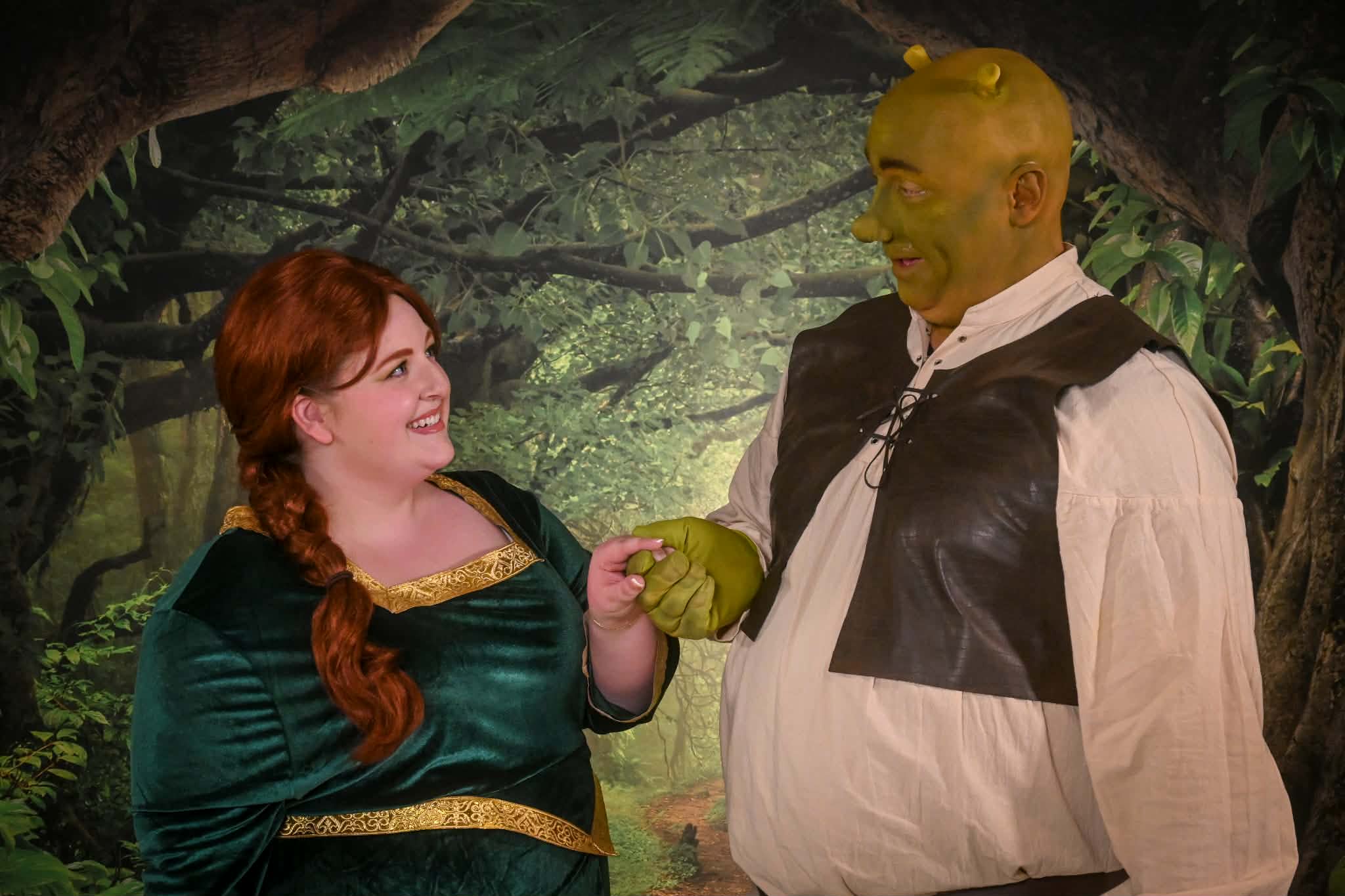 (L to R): Alexandra Overland as Fiona and Ben Walker as Shrek.