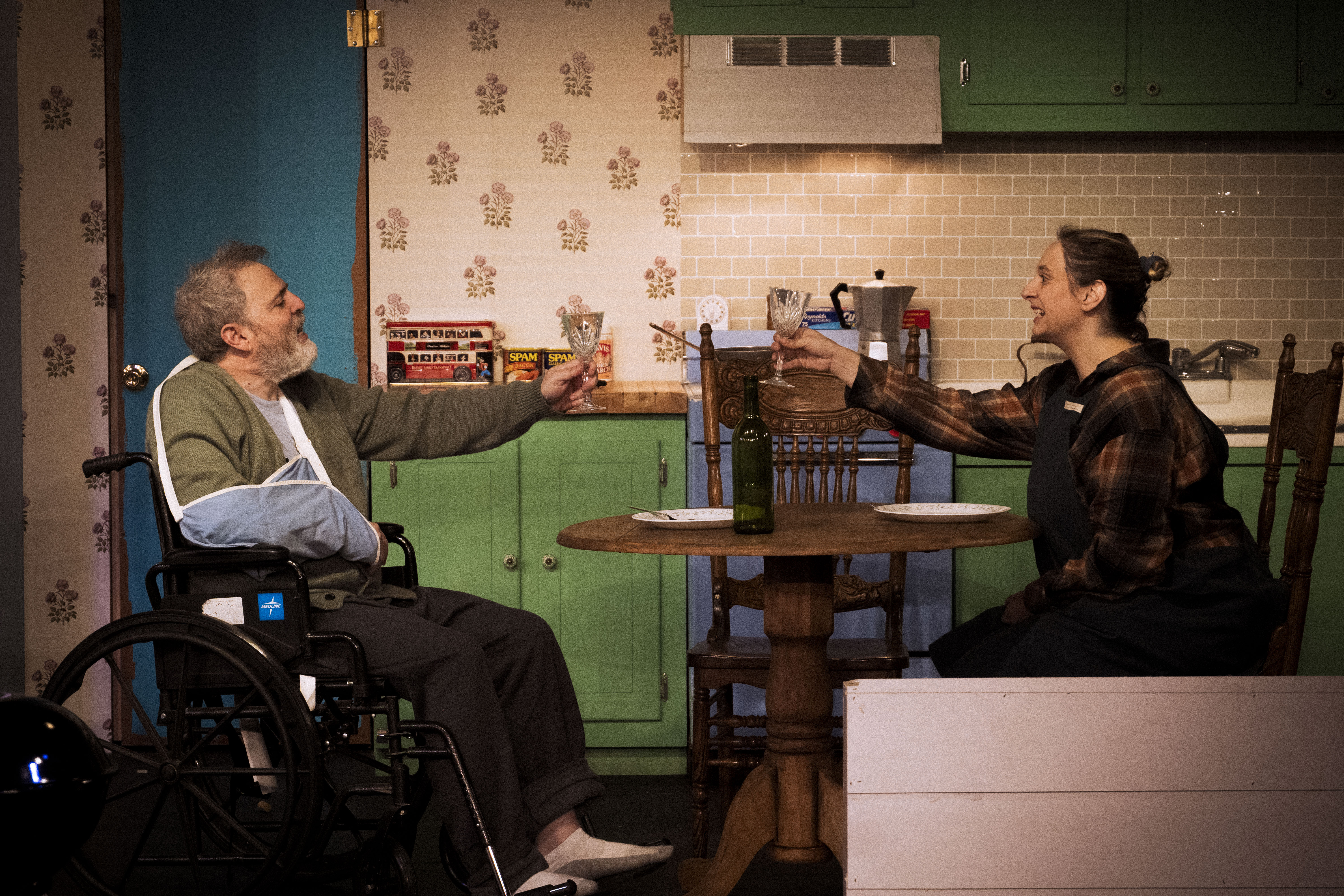 Jenny Maso and Jonathan Rudolph in rehearsal for MISERY at Curtain Call.