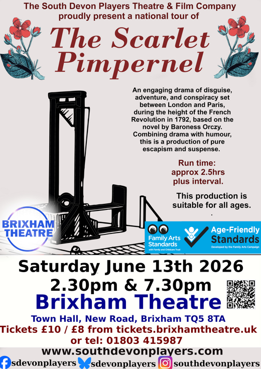 The Scarlet Pimpernel - Brixham Theatre - Period adventure drama show poster