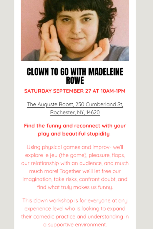 (Workshop) Clown To Go with Madeleine Rowe