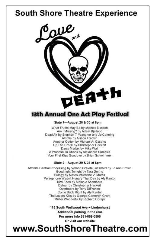 Love & Death - SSTE 13th Annual One Act Festival show poster