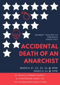 Wombat Theatre Company's Accidental Death of an Anarchist show poster