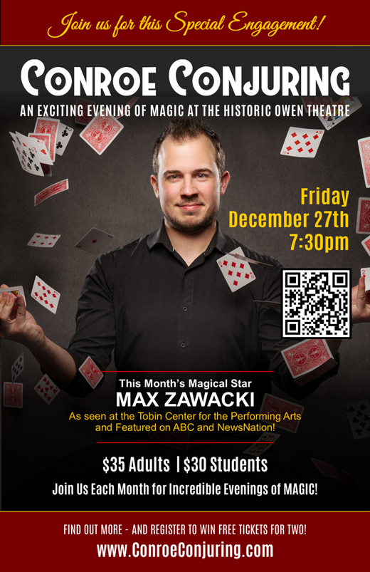 CONROE CONJURING – An Evening of Comedy & Magic at The Owen Theatre in Houston