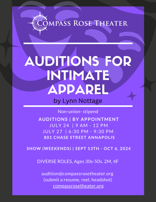 Auditions for Intimate Apparel by Lynn Nottage in Baltimore