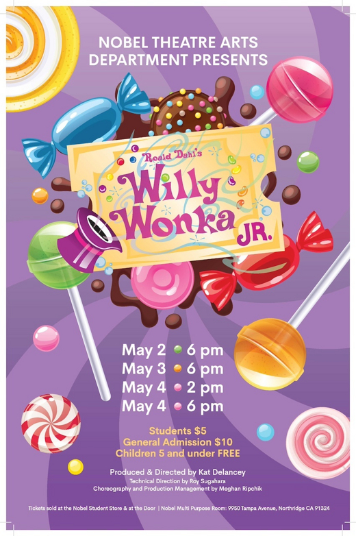 Roald Dahl's Willy Wonka Jr. show poster